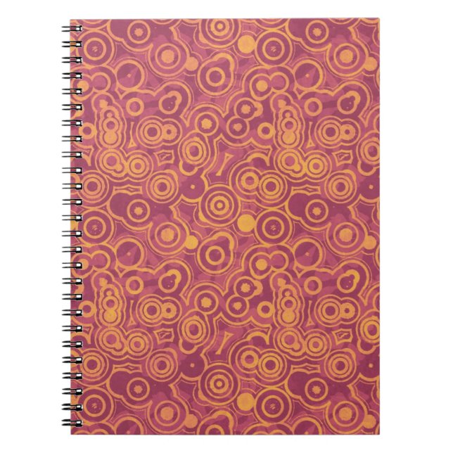 Retro Circles Grunge Pattern Spiral Notebook (Front)