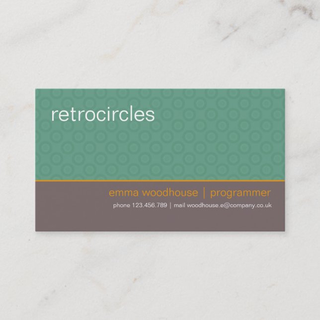 Retro Circles Mint & Orange Business Card (Front)