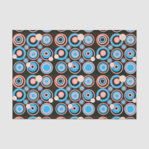 Retro Circles Party Coral Turquoise Black Tissue Paper