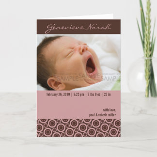 Retro Circles Rosy Brown • Baby Announcement