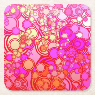 Retro Circles Square Paper Coaster
