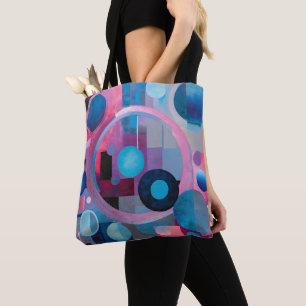Retro Circles & Squares in Soft Tones Pink & Blue Tote Bag