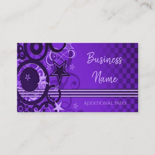 Retro Circles & Stars Purple Business Card (Front)