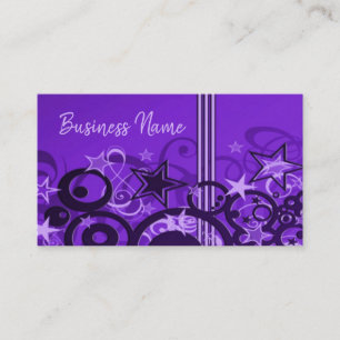 Retro Circles & Stars Purple Business Card 3