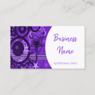 Retro Circles & Stars Purple Business Card 4