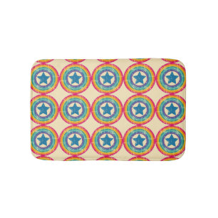 Retro Circles Stars: Seamless Texture. Bath Mat