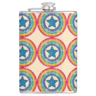 Retro Circles Stars: Seamless Texture. Hip Flask