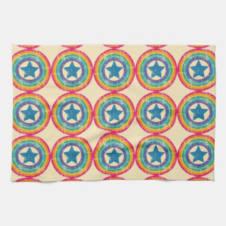 Retro Circles Stars: Seamless Texture. Tea Towel