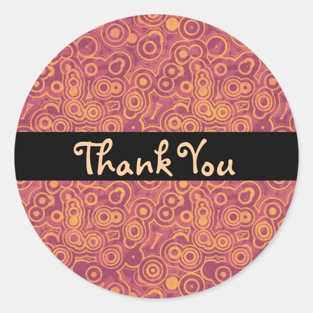 Retro Circles Thank You Classic Round Sticker (Front)