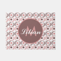 Retro Circular Earthy Tone Pink Monogrammed      