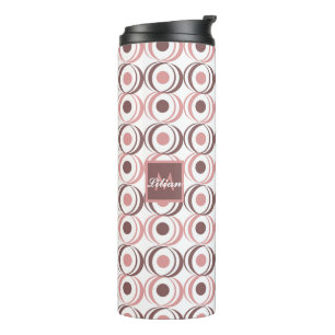 Retro Circular Earthy Tone Pink Monogrammed Thermal Tumbler