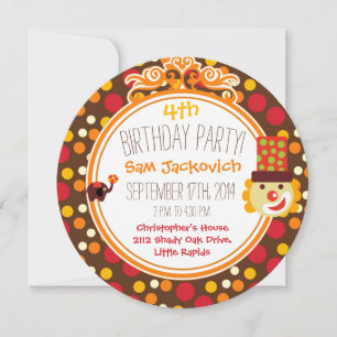 Retro Circus Birthday Circle Invite