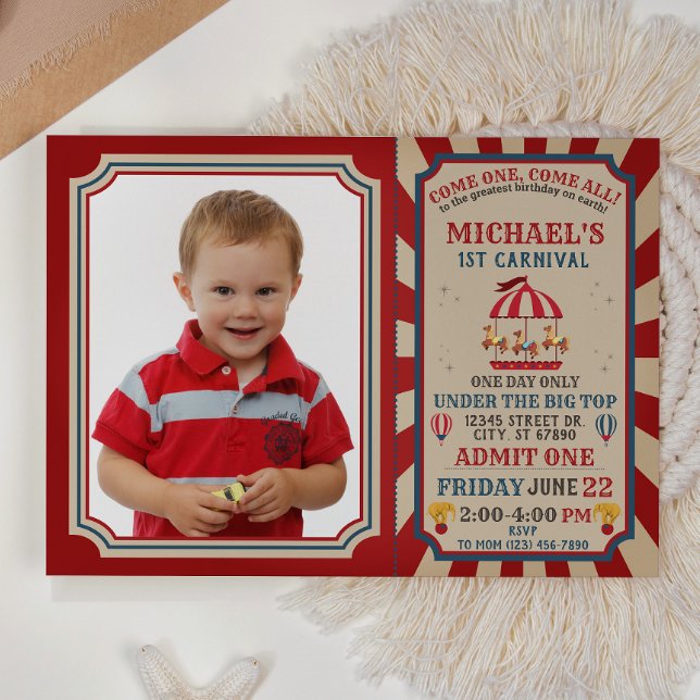 Retro Circus Carnival Ticket Birthday Invitation  (Creator Uploaded)