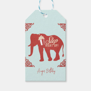 Retro Circus Elephant Popcorn Birthday Party     Gift Tags