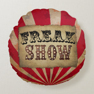 Retro Circus Poster Freak Show  Round Cushion