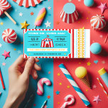 Retro Circus Ticket Kids Birthday Party Invitation<br><div class="desc">Step right up to the greatest birthday show on earth with this circus-themed ticket invitation! Featuring a playful big top tent, bright colours, and carnival-style typography, this design is perfect for kids' birthday parties and circus-themed celebrations. Customise the event details to delight guests with a fun and festive experience! Images...</div>