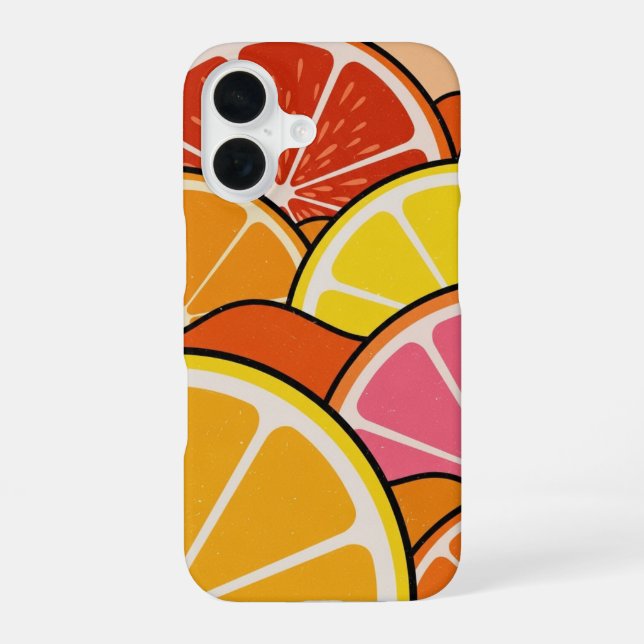 Retro Citrus Horizon iPhone 16 Case (Back)