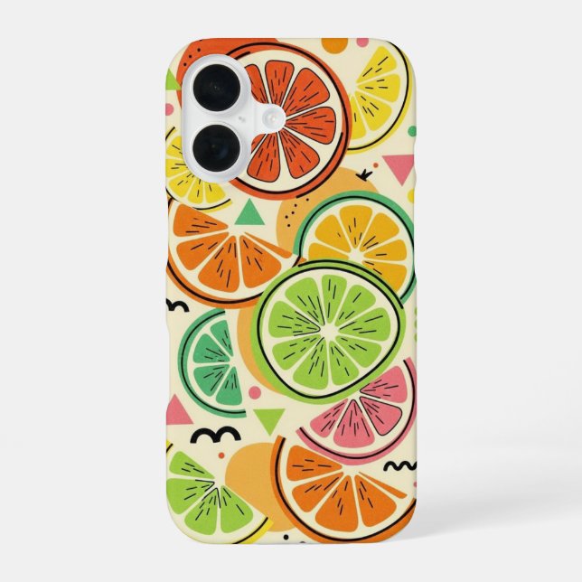 Retro Citrus Slice iPhone 16 Case (Back)