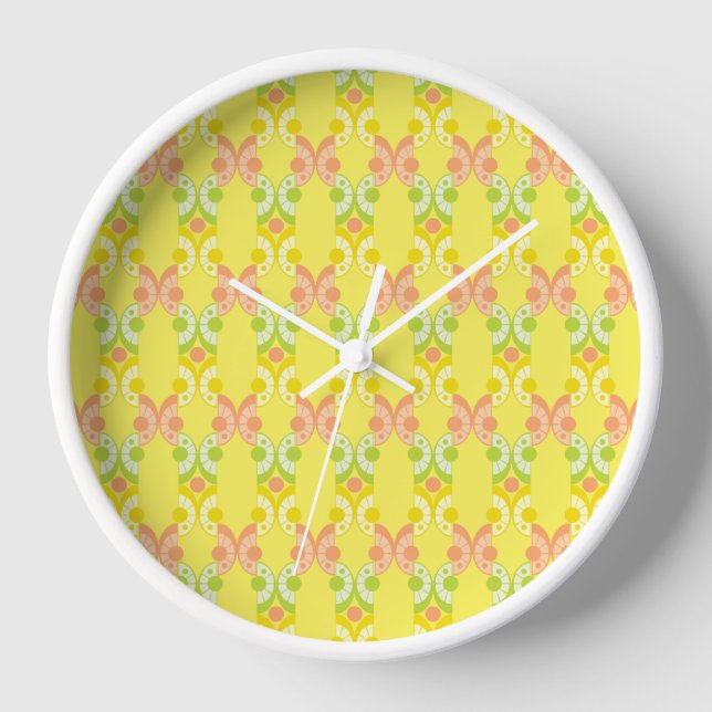 Retro Citrus Wood Framed Clock (Front)