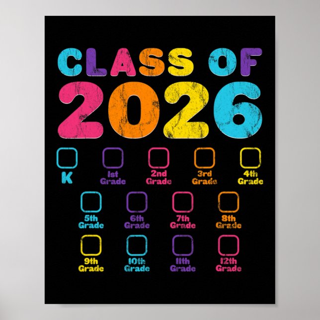 Retro Cl Of 2026 Space For Grade Checkmark Graduat Poster (Front)