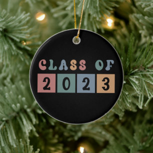 Retro Class of 2023 School College graduation Gift Ceramic Tree Decoration