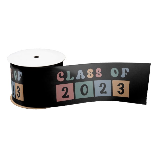 Retro Class of 2023 School College graduation Gift Satin Ribbon (Spool)