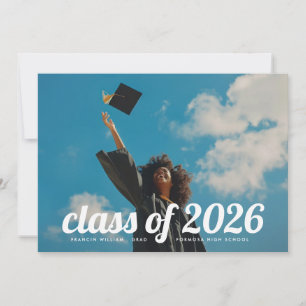 Retro CLASS of 2026 High School 2 Photo Graduation Announcement