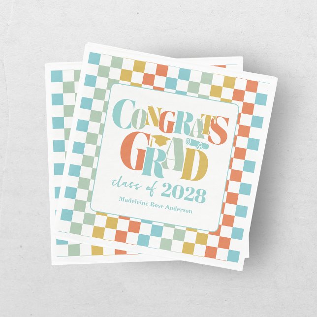 Retro Class of Congrats Graduation   Napkin (Creator Uploaded)