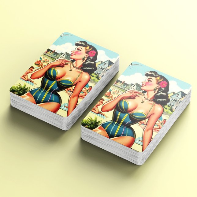 Retro Classic Beach Pin Up Playing Cards (Creator Uploaded)