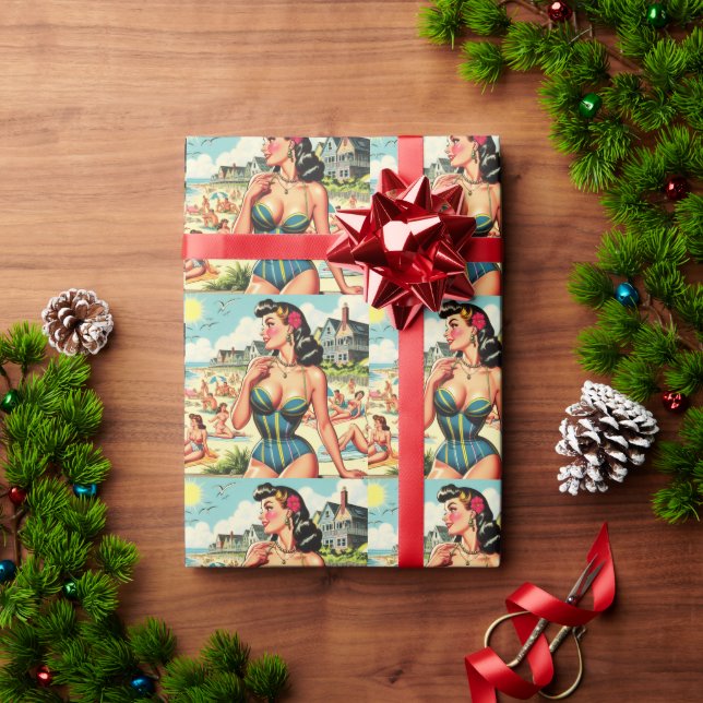 Retro Classic Beach Pin Up Wrapping Paper (Holiday Gift)