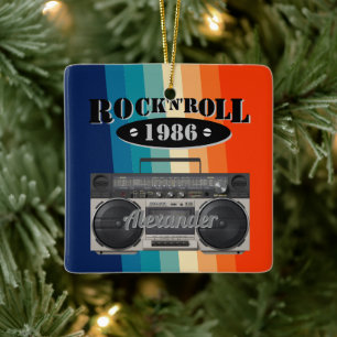 Retro classic boom box rock n roll music vintage   ceramic ornament