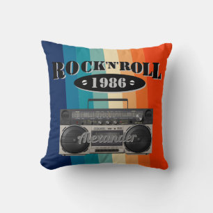 Retro classic boom box rock n roll music vintage cushion