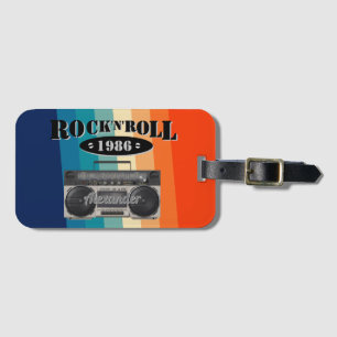 Retro classic boom box rock n roll music vintage luggage tag
