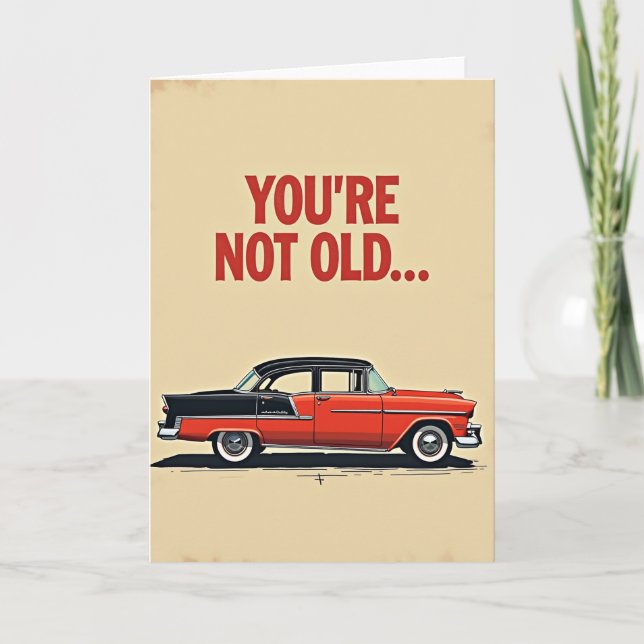 Retro Classic Car Birthday Card (Front)