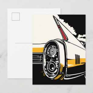 Retro Classic Car Tail Lights Pop Art Illustration Postcard