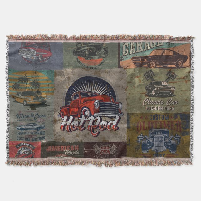 Retro Classic Car Throw Blanket (Front)