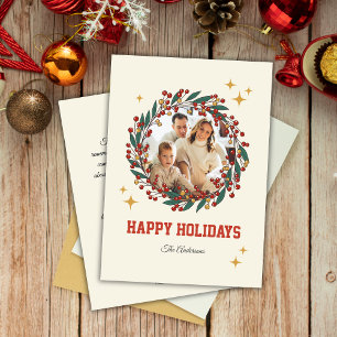 Retro Classic Christmas Holiday Photo Message Card