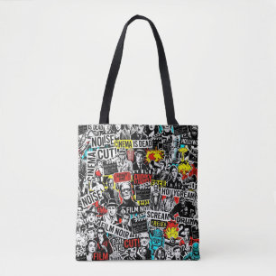 Retro Classic Cinema Stickers Collage - Vintage Fi Tote Bag