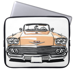 Retro Classic Convertible Front Pop Art Laptop Sleeve