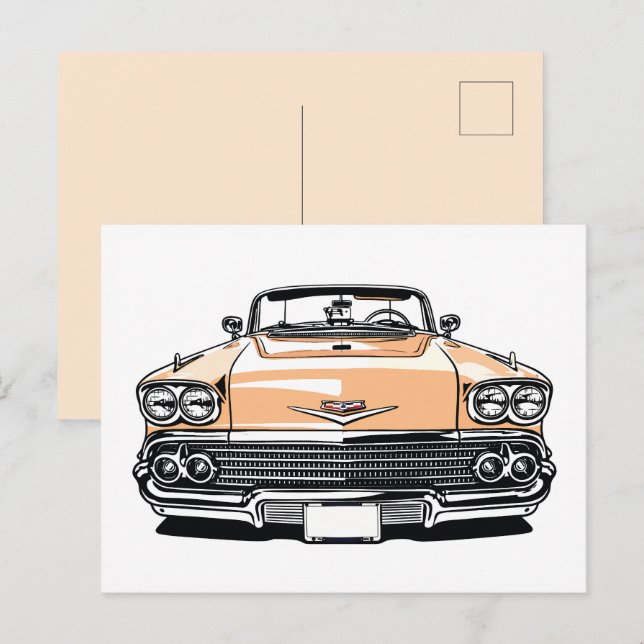 Retro Classic Convertible Front Pop Art Postcard (Front/Back)