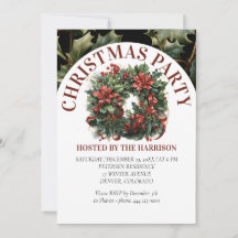 Retro Classic Cute Watercolor Christmas Wreath