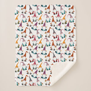Retro Classic Elf Gnomes Christmas Holiday Sherpa Blanket