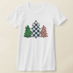 Retro Classic Festive Christmas Trees collage  T-Shirt<br><div class="desc">Elevate your holiday wardrobe with our Cool unisex Retro Classic Festive Christmas Trees collage t-shirt. This stylish tee features a unique Christmas tree design on a classic red chequered backdrop, making it the perfect choice for adding a touch of festive cheer to your outfit. Crafted with care, this shirt ensures...</div>