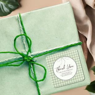 Retro Classic Green Plaid Thank You For Your Order Square Sticker