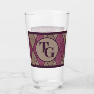 Retro Classic Purple Diamond Argyle Monogram Glass