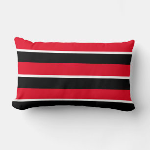 Retro Classic Red Black White Stripes Lumbar Cushion