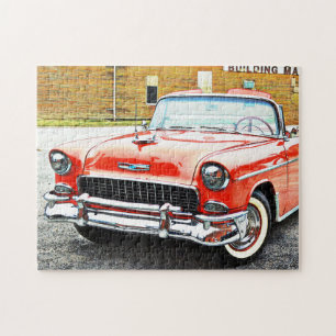 Retro Classic Red Car Convertible Puzzle