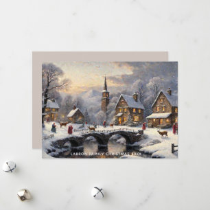 Retro Classic Snowy Winter Wonderland Personalised Holiday Card