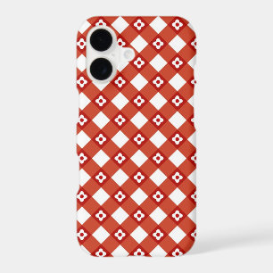 Retro Classic Summer Daisy Red Check Plaid Pattern