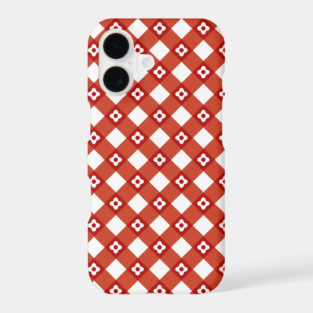 Retro Classic Summer Daisy Red Check Plaid Pattern (Back)